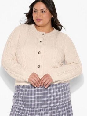 Wild Fable Women’s Cream Cable-Knit Button-Front Cardigan Sweater XXL